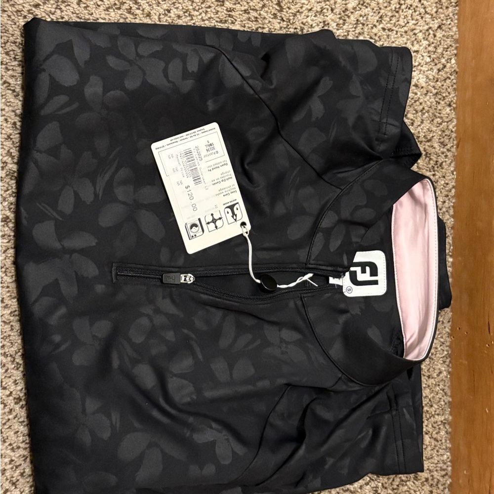 FootJoy Black Floral Ski Jacket with Soft Pink Lining